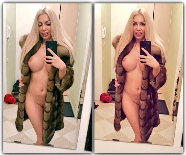 Naked Lady in a fur coat sfotkalas