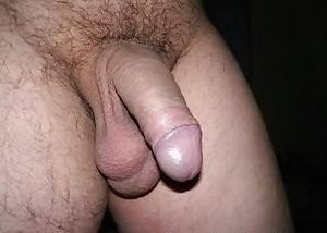 Shaved cock and balls , bell end out foreskin pulled back