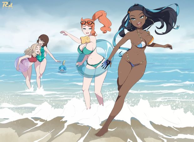 pokemon sword & shield female protagonist (pokemon swsh) sonia (pokemon) nessa (pokemon) rurina (pokemon)  r3dfive