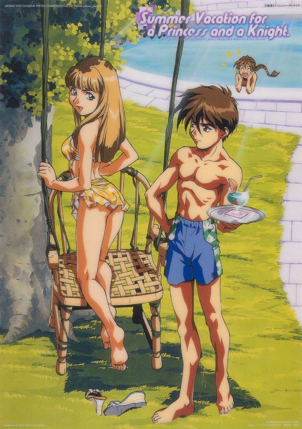 duo maxwell, heero yuy, and relena peacecraft (gundam wing and etc) drawn by saitou koutoku