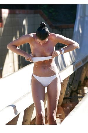 Checking herself out