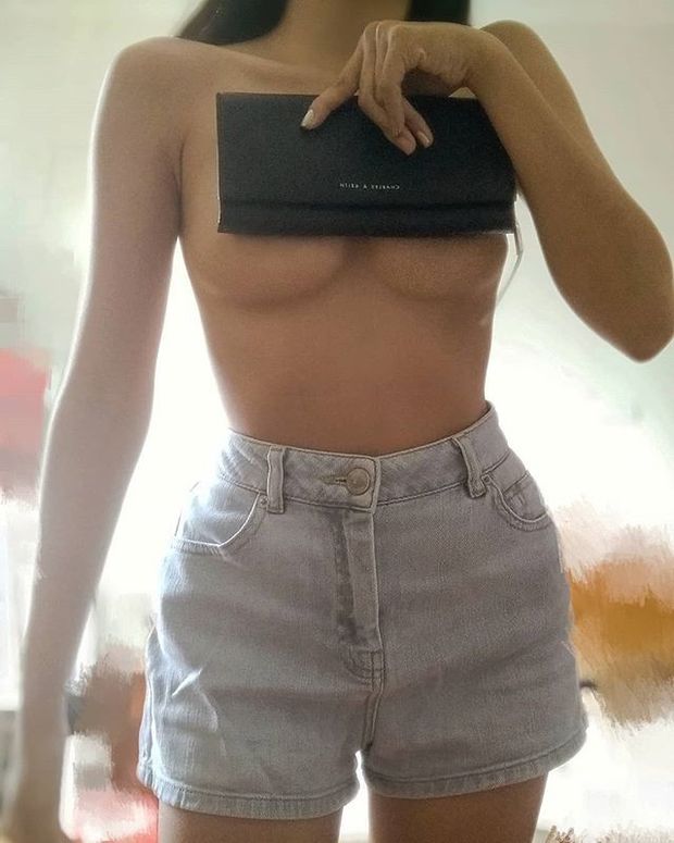 topless teen with jeans