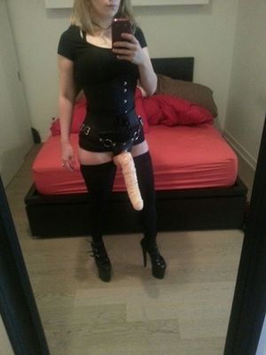 hottie with a long strapon cock