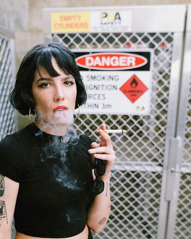 Halsey exhaling