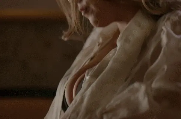 Elizabeth Gillies deep cleavage in sexy bra Dynasty S02 E21