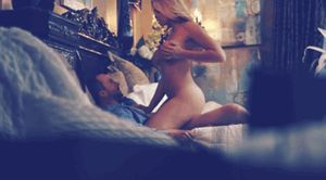 Blonde glides over lucky cock