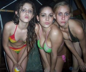 Bikini babes at night