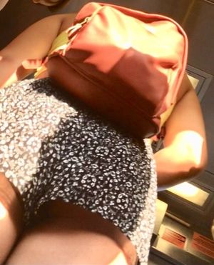 Hottie in flower shorts riding train