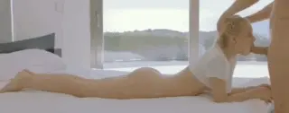 Blonde gags on big cock