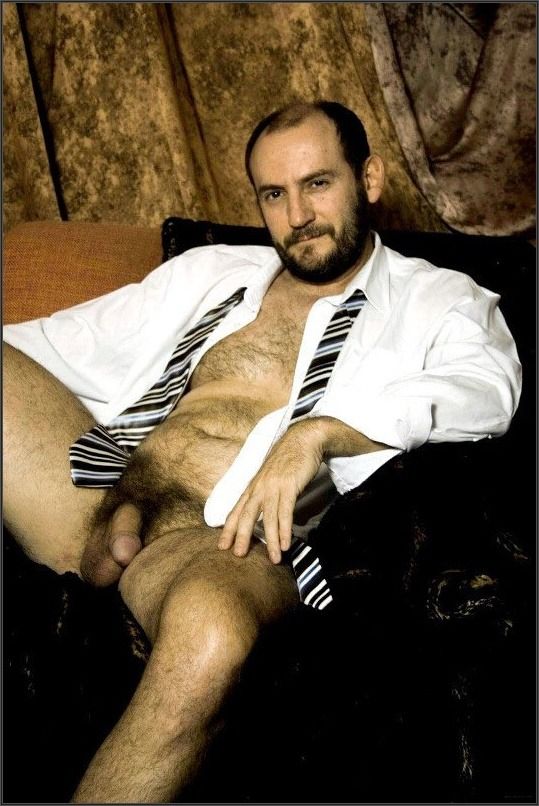 hairy balding daddy bear home from work