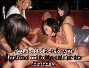 Wife gets husband birthday blowjobs in the club