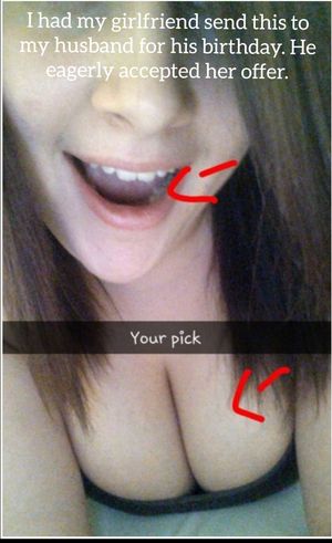 Sexing husband an offer of tits or mouth for birthday