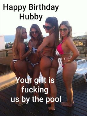 Fucking wife and friends by the pool as a birthday gift
