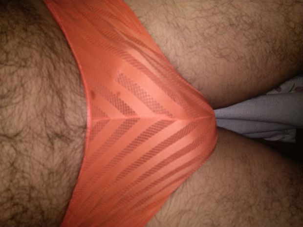 me in my smooth striped panties. love how they ride up my arse when I wear them backwards