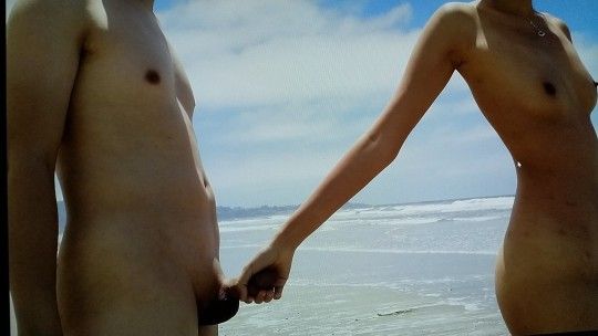 Lead by the cock at the beach