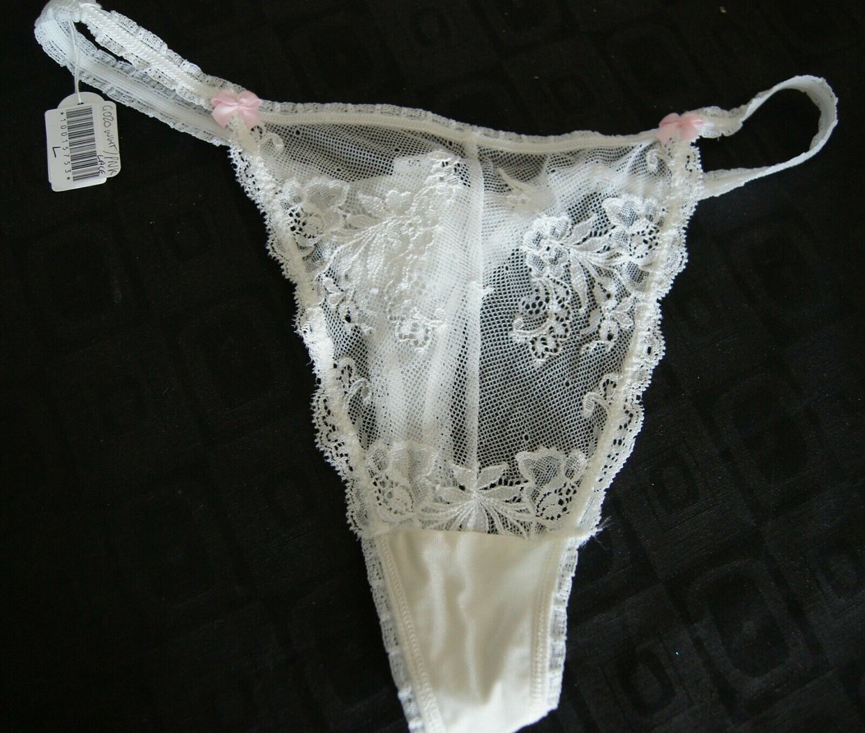 My sexy new Gossard superboost lace string thong .just purchased . Looking forward to nestling my cock in these . Lovely