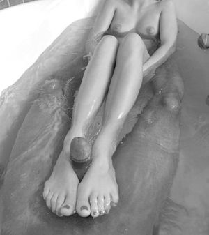 Bath time footjob