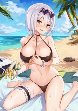 azur_lane bikini breast_hold garter megane sirius_(azur_lane) swimsuits wet ziko