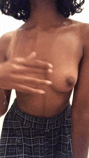 teen enjoys playing with tits & nipples
