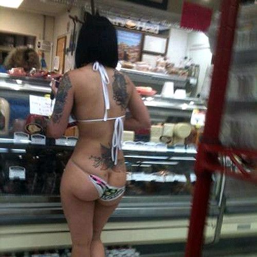 Candid thot swim suit falling off ass