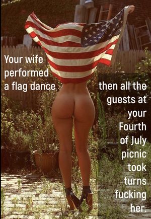 The whole neighborhood cums at our Fourth of July picnic.