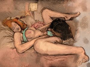 Pastel on paper. “Besties”