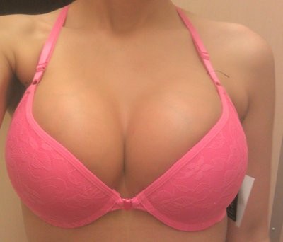 Perfect tits in a perfect pink bra