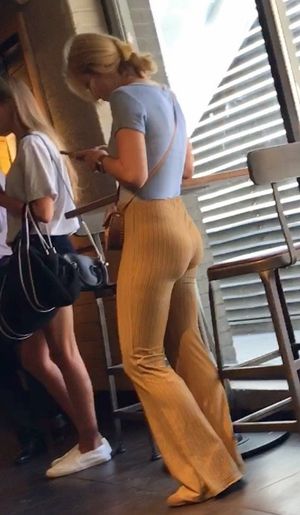 Hot blonde at Starbucks