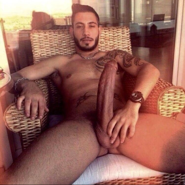 Latin macho with big dick in balcon