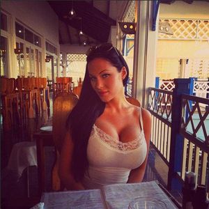 tight top cleavage at the restaurant
