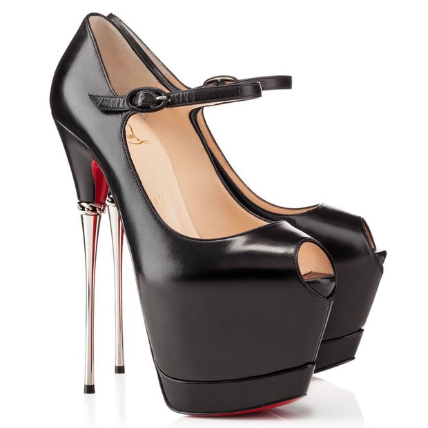Christian Louboutin Printz 160mm - Leather-Peep-Toe-Platform-Pump-Black