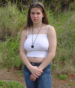 Cute teen braless