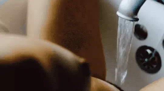 Under the faucet