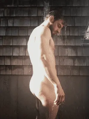 Hot shower with beard and nice cock