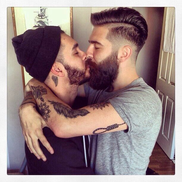 hot bearded guys kissing