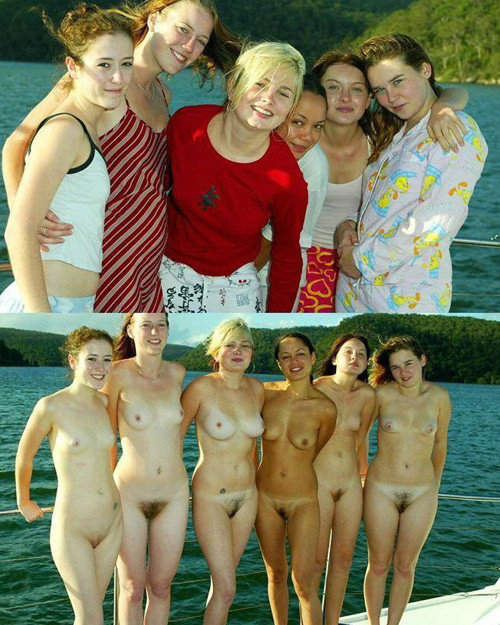 Bunch ob babes on a boat