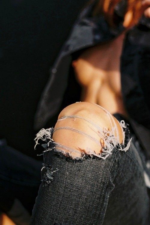Tease starts with touching her knees