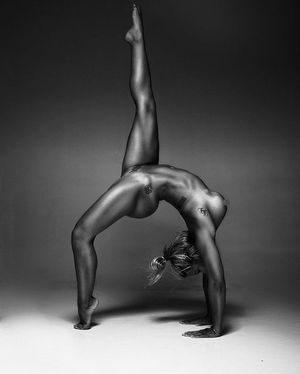 black and white gymnastic nude