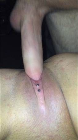 Fucking a shaved and pierced pussy
