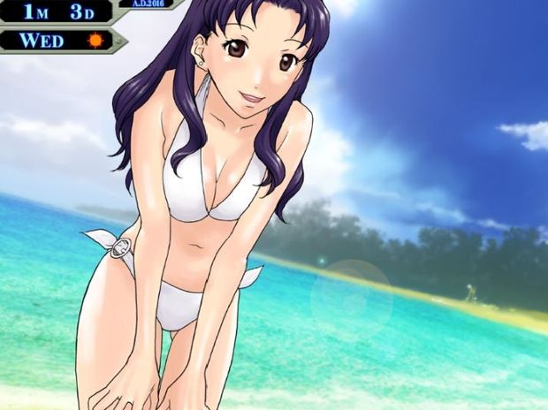 Misato from Evangelion at the Beach