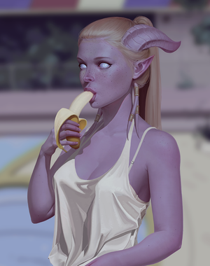 Cute Draenei eating a banana.