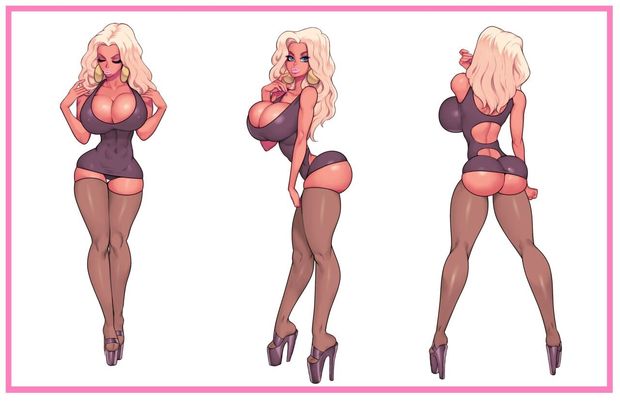 art bimbo blonde in slutty club dress