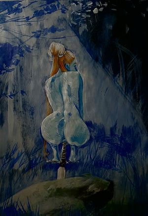 Sexy redhead Lady of the Lake rides King Arthur's sword like it's a fat cock.