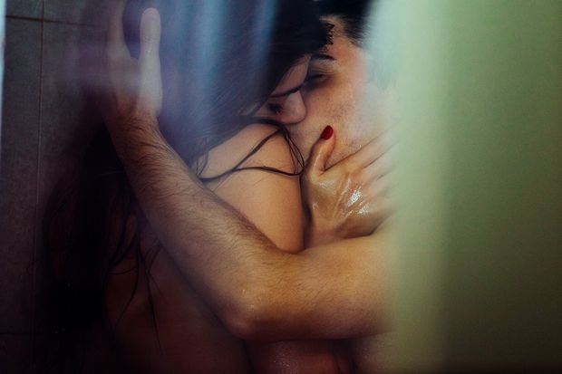 Kissing in the shower