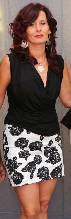 Hot mom is skirt and top