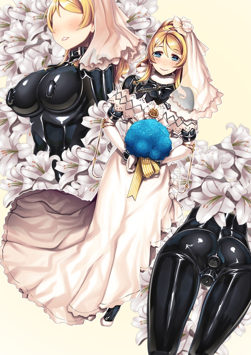 Walking down the aisle to meet with Master in a skintight latex catsuit under her wedding dress. The best day of her life...