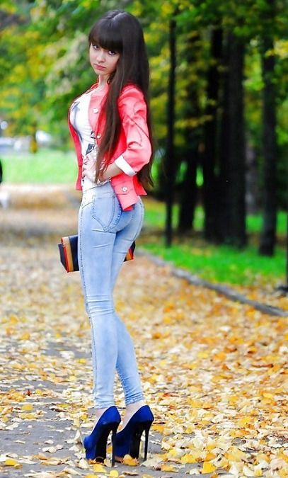Cross dresser wears tight jeans
