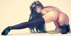 tsuyu showcasing her ass