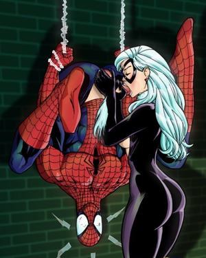 Black Cat rewards Spider-man after a rough night