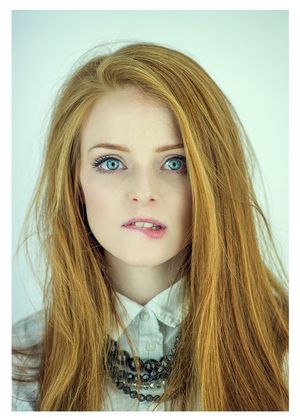 redhead lip bite